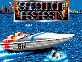 Title screen of Speedboat Assassins on the Commodore Amiga.