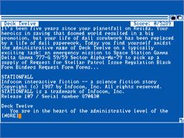 Title screen of Stationfall on the Commodore Amiga.