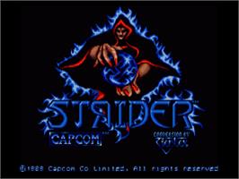 Title screen of Strider on the Commodore Amiga.
