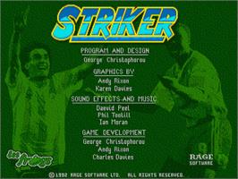 Title screen of Striker on the Commodore Amiga.