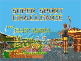 Title screen of Super Sport Challenge on the Commodore Amiga.