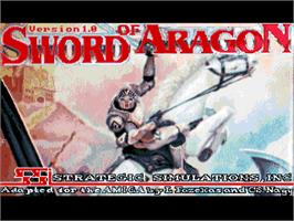 Title screen of Sword of Aragon on the Commodore Amiga.