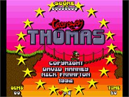 Title screen of Tearaway Thomas on the Commodore Amiga.