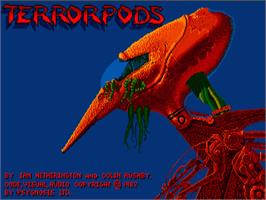 Title screen of Terrorpods on the Commodore Amiga.