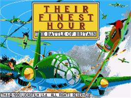 Title screen of Their Finest Hour: The Battle of Britain on the Commodore Amiga.