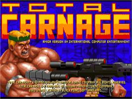 Title screen of Total Carnage on the Commodore Amiga.