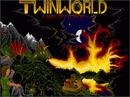 Title screen of TwinWorld: Land of Vision on the Commodore Amiga.