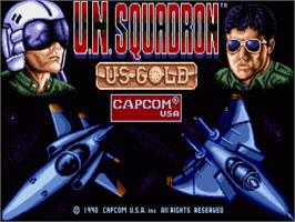 Title screen of U.N. Squadron on the Commodore Amiga.