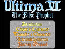 Title screen of Ultima VI: The False Prophet on the Commodore Amiga.