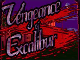 Title screen of Vengeance of Excalibur on the Commodore Amiga.