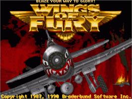 Title screen of Wings of Fury on the Commodore Amiga.