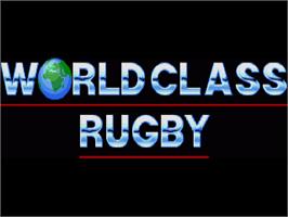 Title screen of World Class Rugby on the Commodore Amiga.