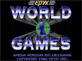 Title screen of World Games on the Commodore Amiga.