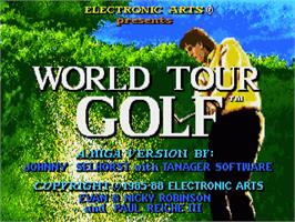 Title screen of World Tour Golf on the Commodore Amiga.