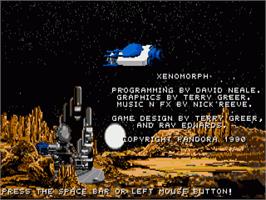 Title screen of Xenomorph on the Commodore Amiga.