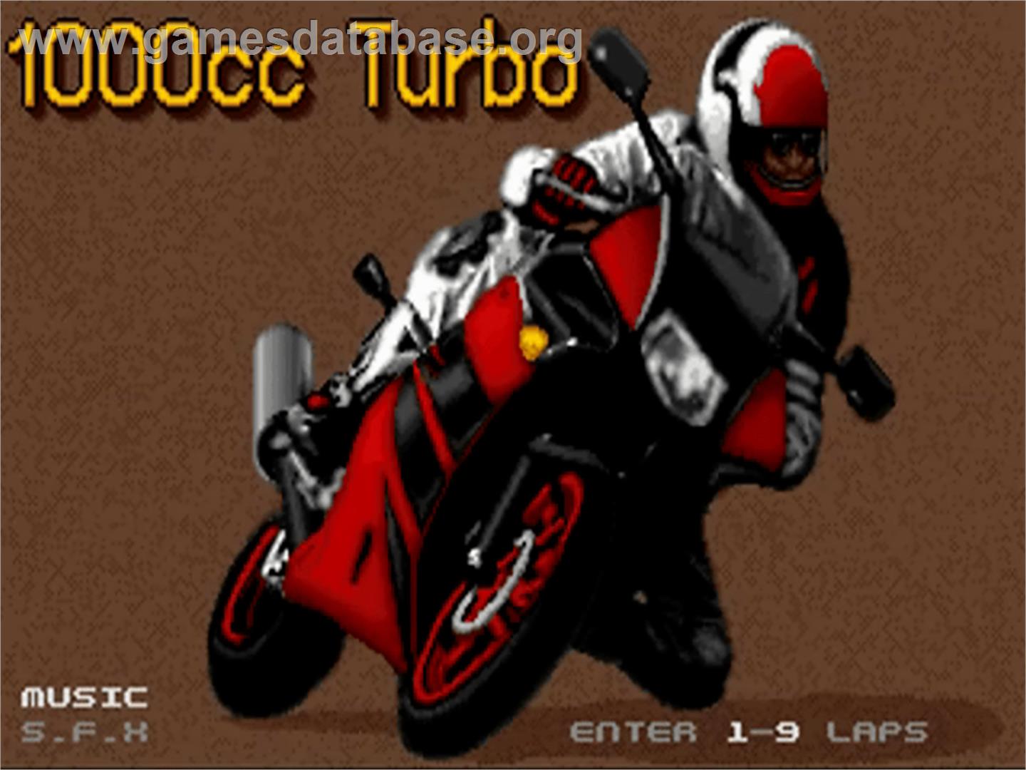 1000cc Turbo - Commodore Amiga - Artwork - Title Screen