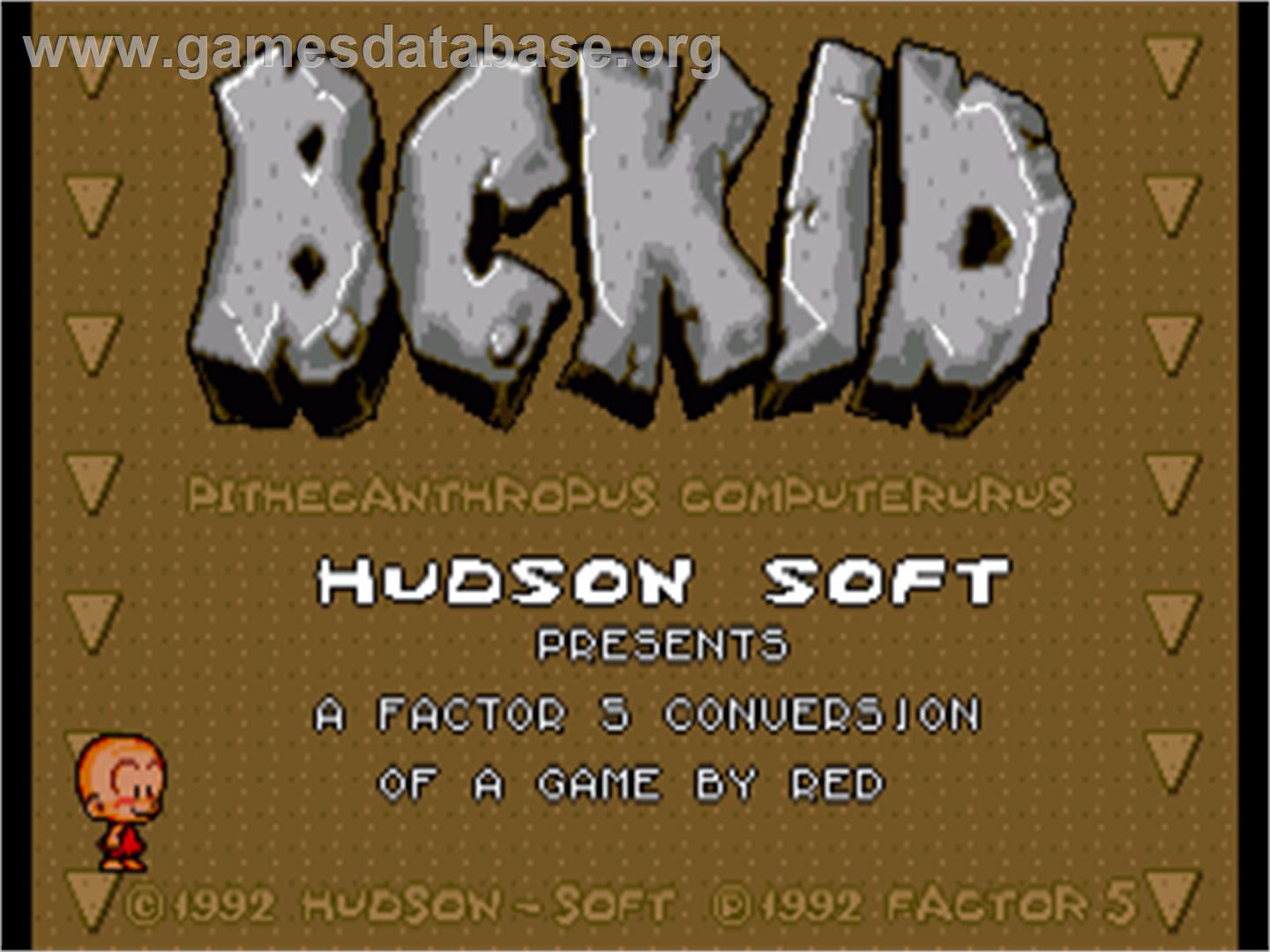B.C. Kid / Bonk's Adventure / Kyukyoku!! PC Genjin - Commodore Amiga - Artwork - Title Screen