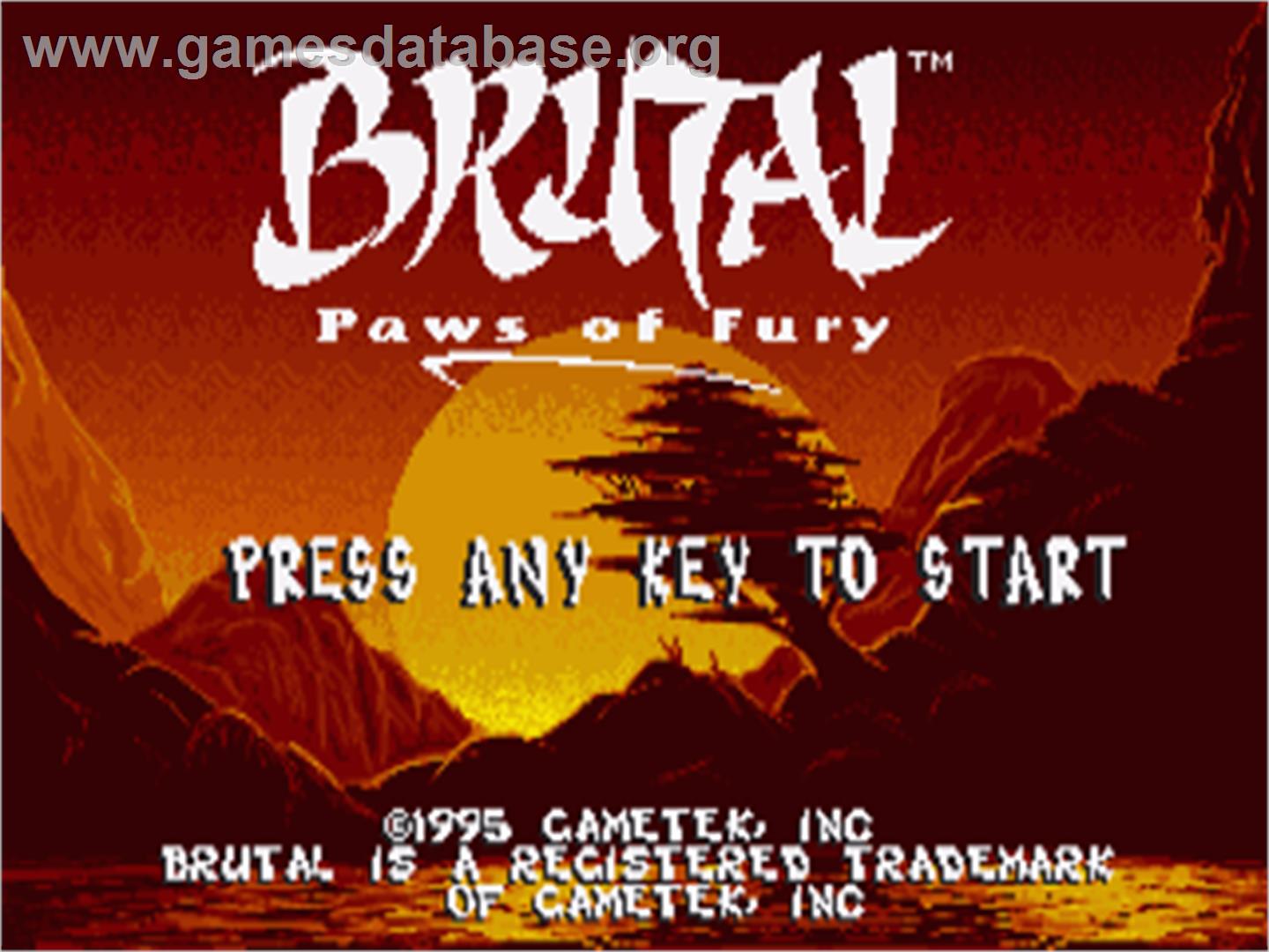 Brutal: Paws of Fury - Commodore Amiga - Artwork - Title Screen