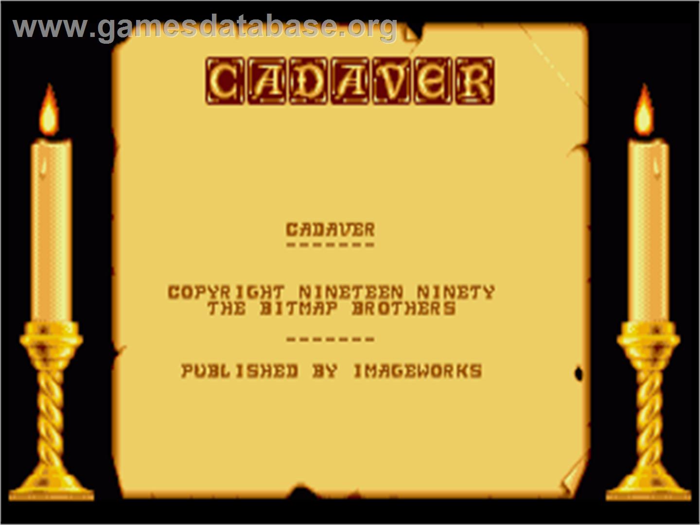 Cadaver: The Payoff - Commodore Amiga - Artwork - Title Screen