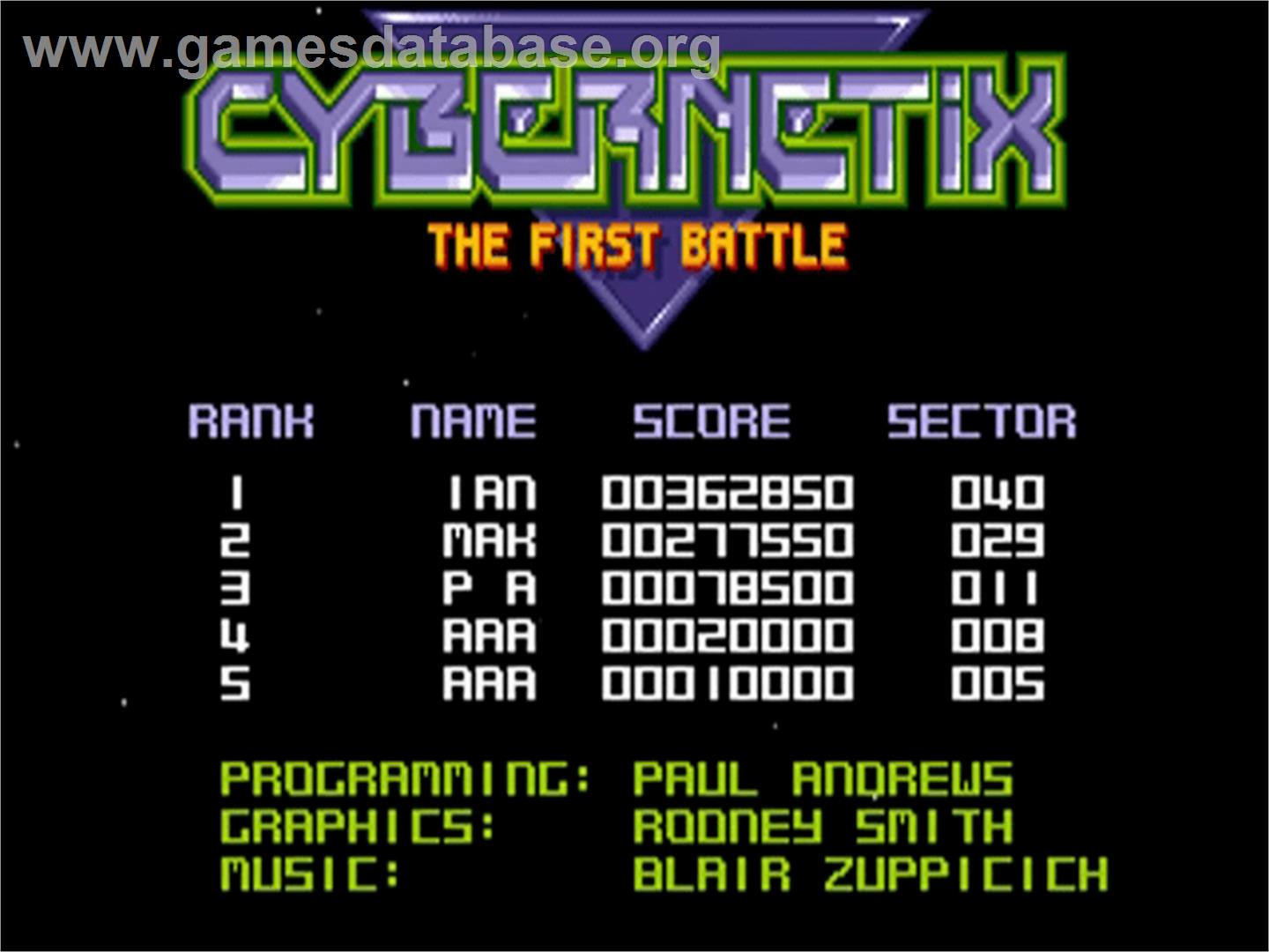 Cybernetix - Commodore Amiga - Artwork - Title Screen