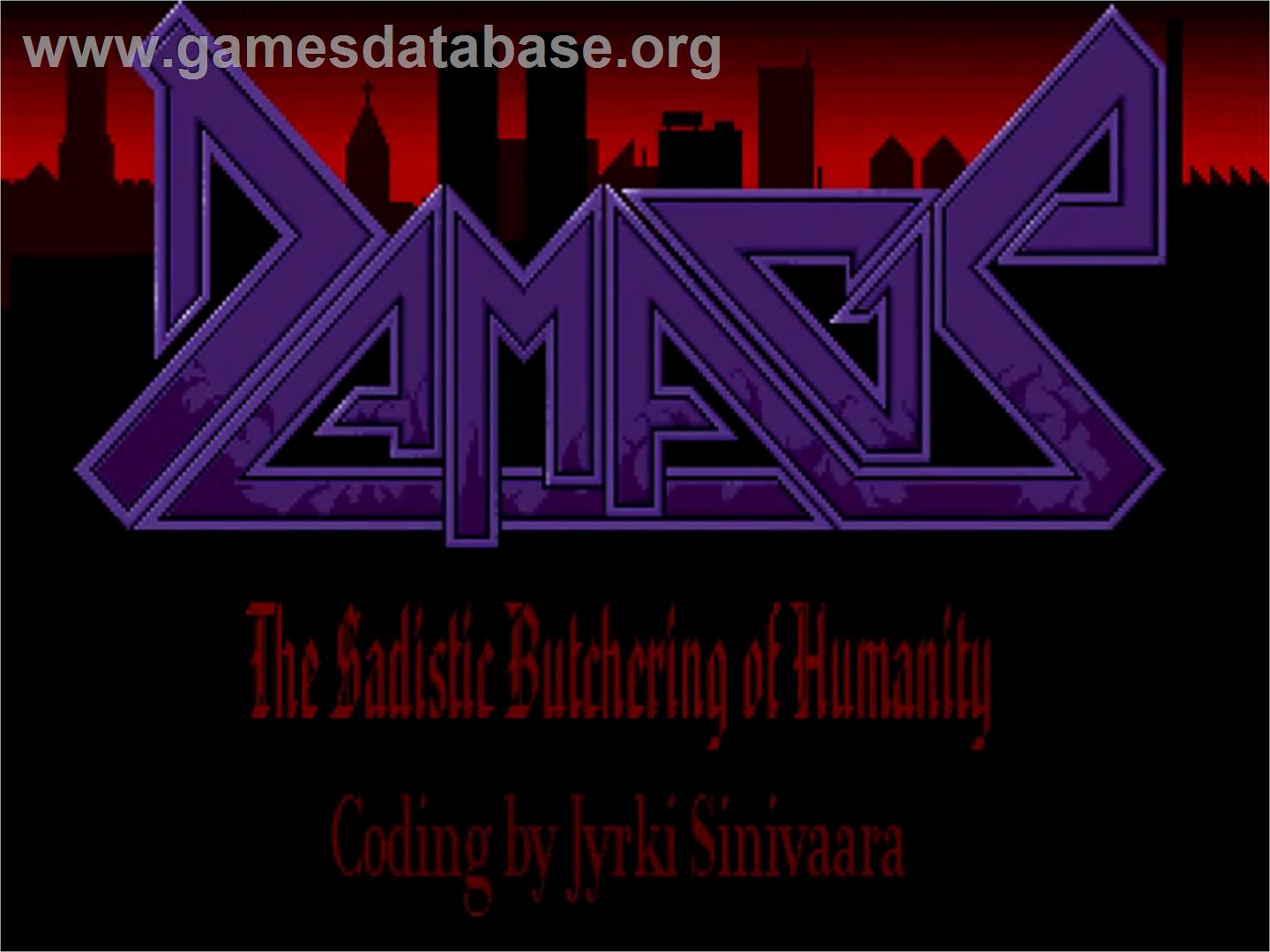 Damage: The Sadistic Butchering of Humanity - Commodore Amiga - Artwork - Title Screen