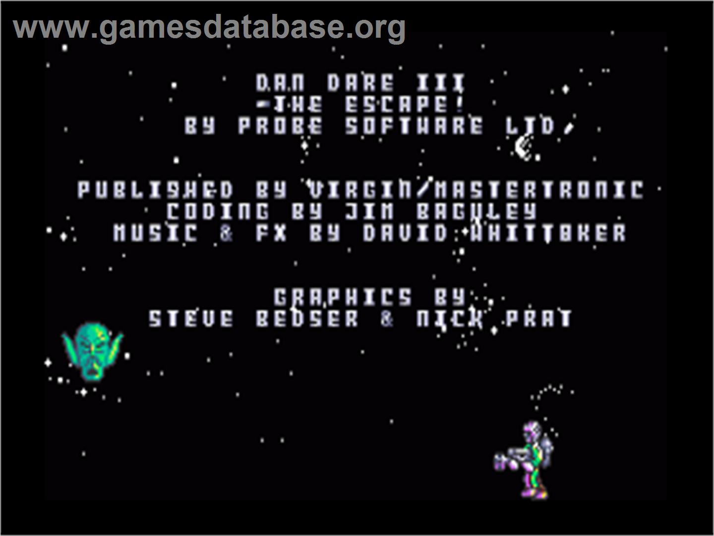 Dan Dare 3: The Escape - Commodore Amiga - Artwork - Title Screen