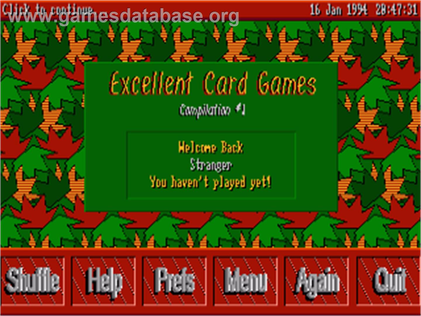 Excellent Card Games - Commodore Amiga - Artwork - Title Screen
