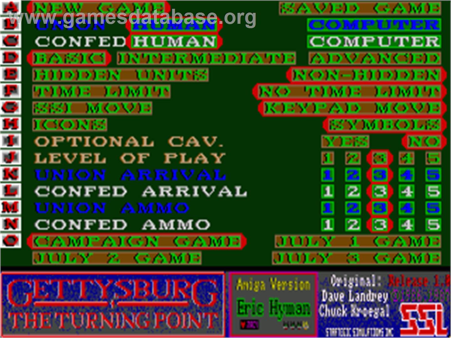 Gettysburg: The Turning Point - Commodore Amiga - Artwork - Title Screen