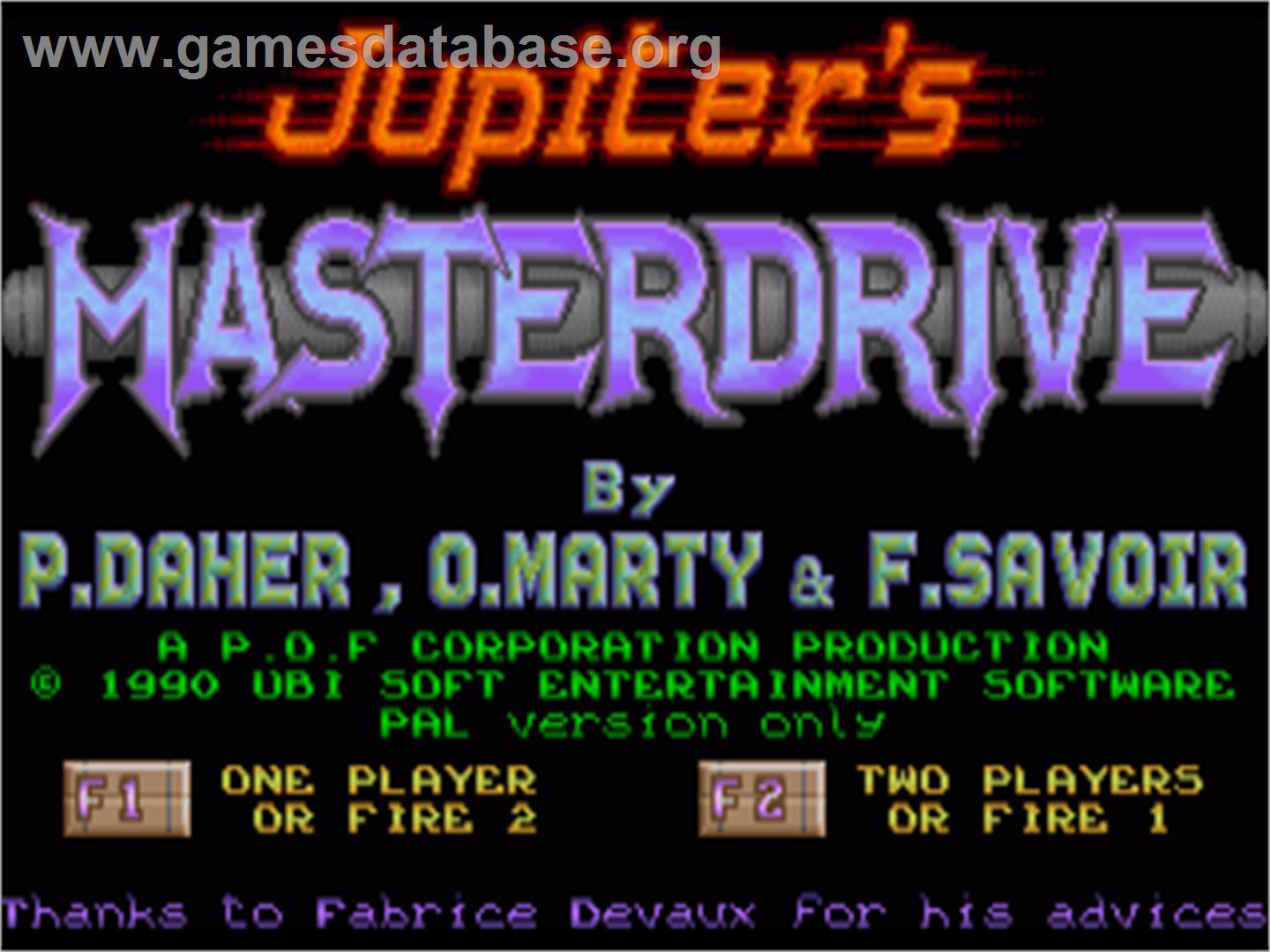 Jupiter's Masterdrive - Commodore Amiga - Artwork - Title Screen