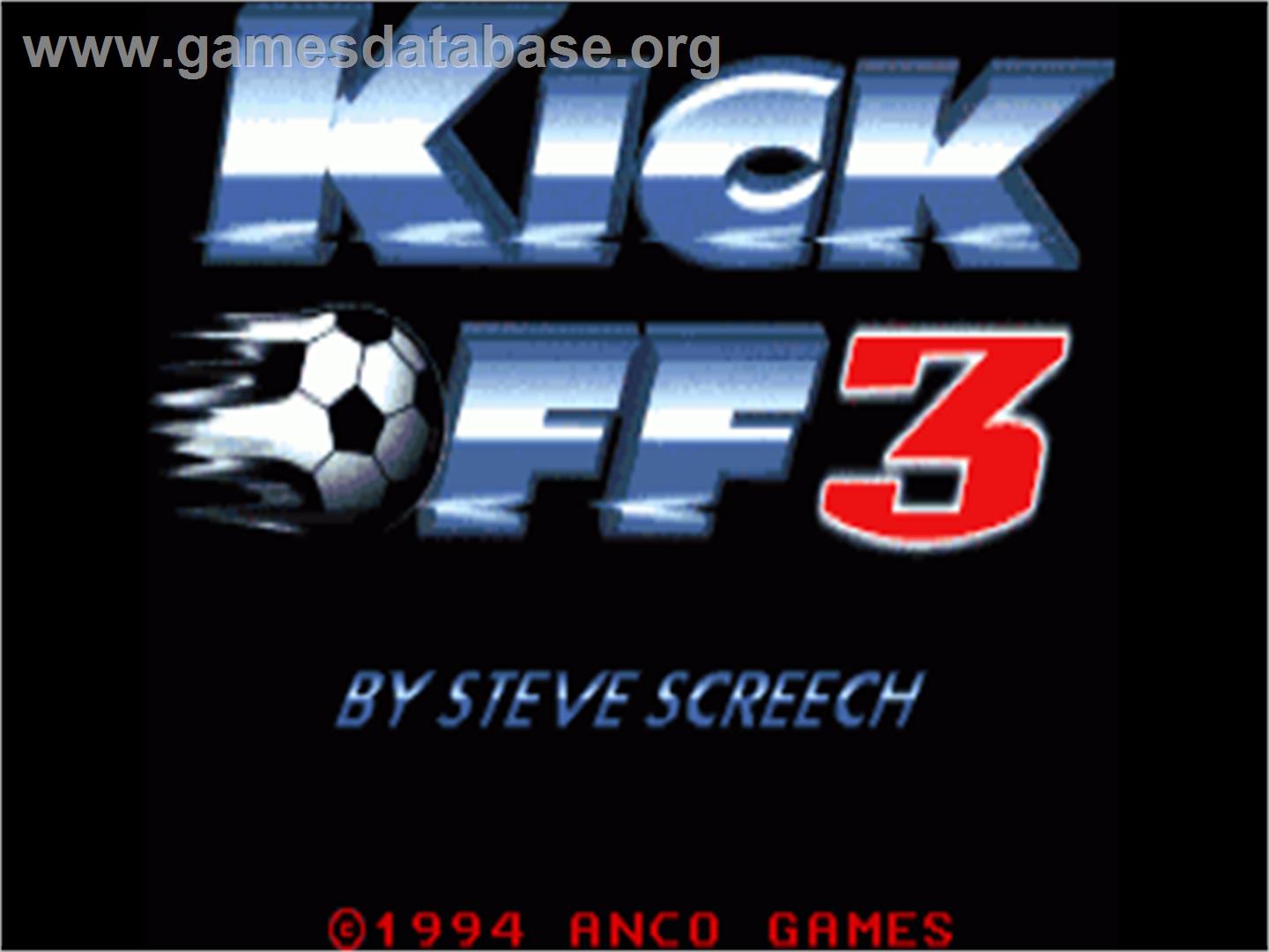 Kick Off 3 - Commodore Amiga - Artwork - Title Screen