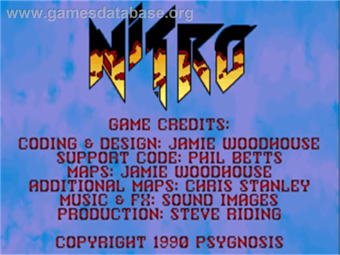 Nitro - Commodore Amiga - Artwork - Title Screen