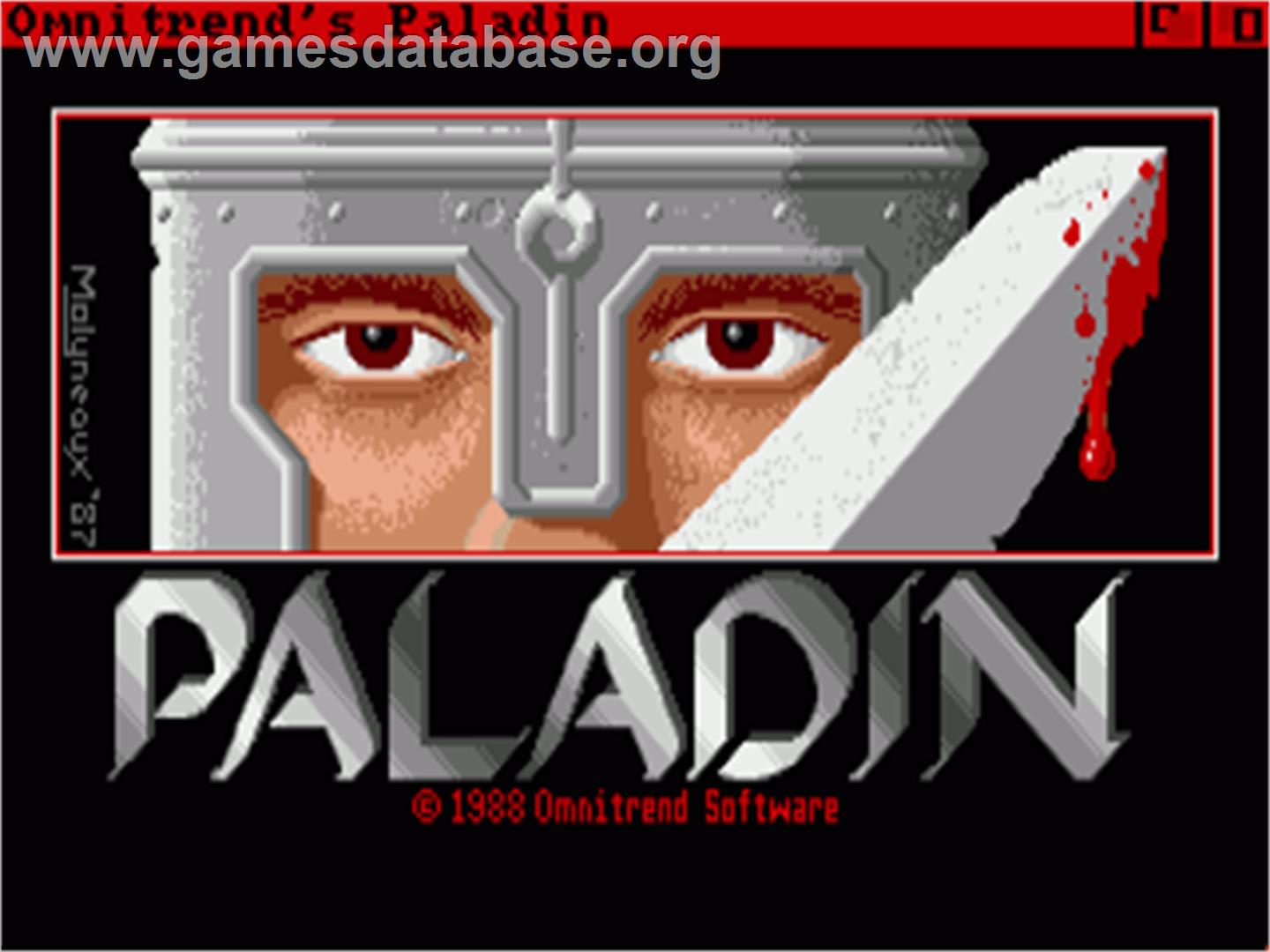 Paladin - Commodore Amiga - Artwork - Title Screen