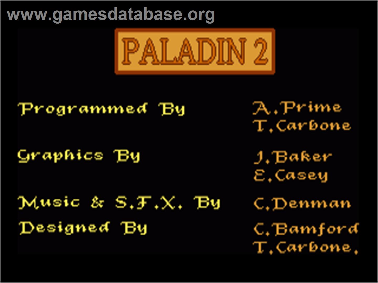 Paladin 2 - Commodore Amiga - Artwork - Title Screen