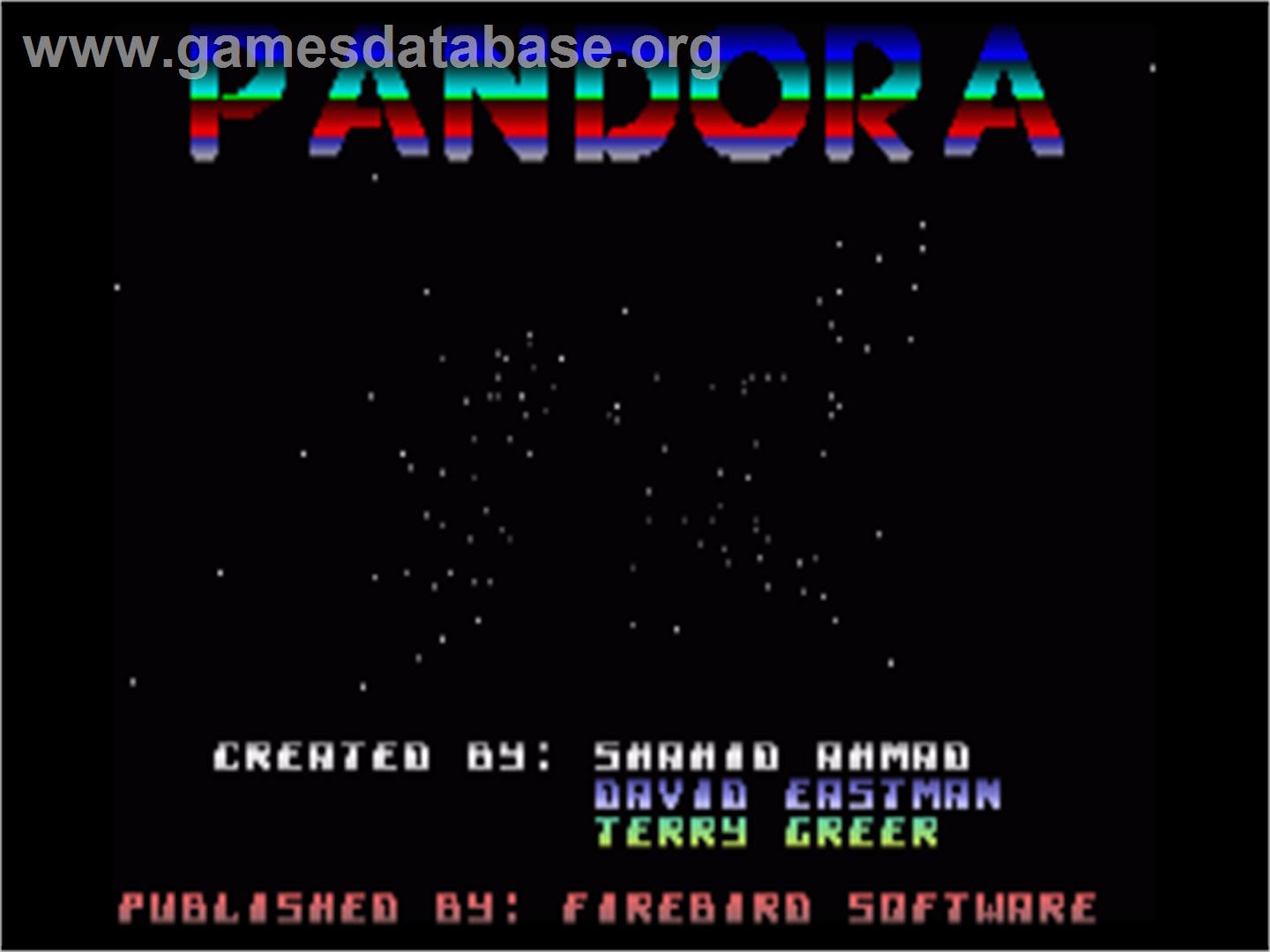 Pandora - Commodore Amiga - Artwork - Title Screen