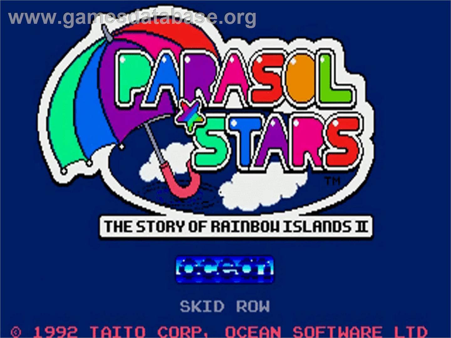 Parasol Stars: The Story of Bubble Bobble 3 - Commodore Amiga - Artwork - Title Screen