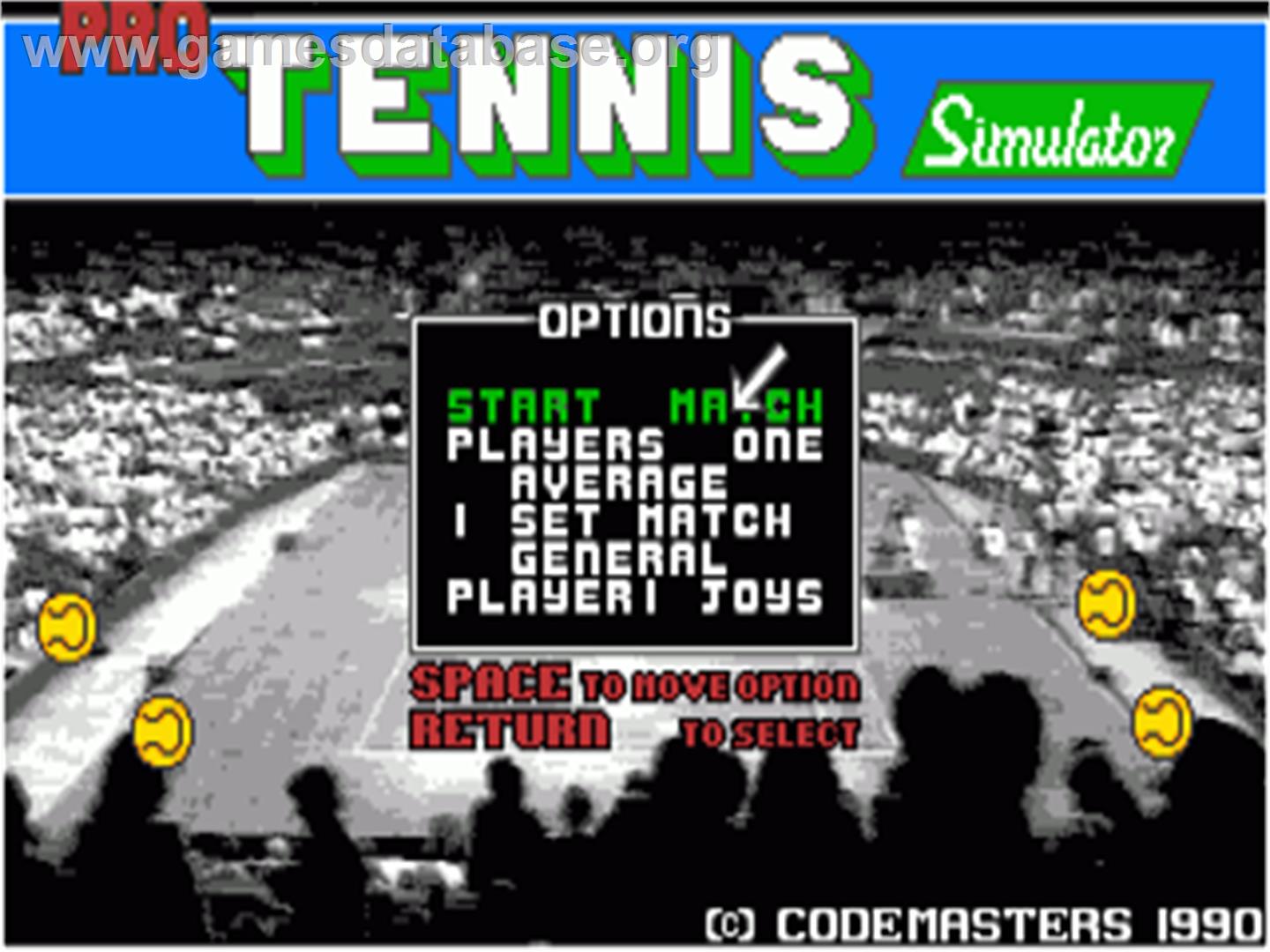 Pro Tennis Simulator - Commodore Amiga - Artwork - Title Screen