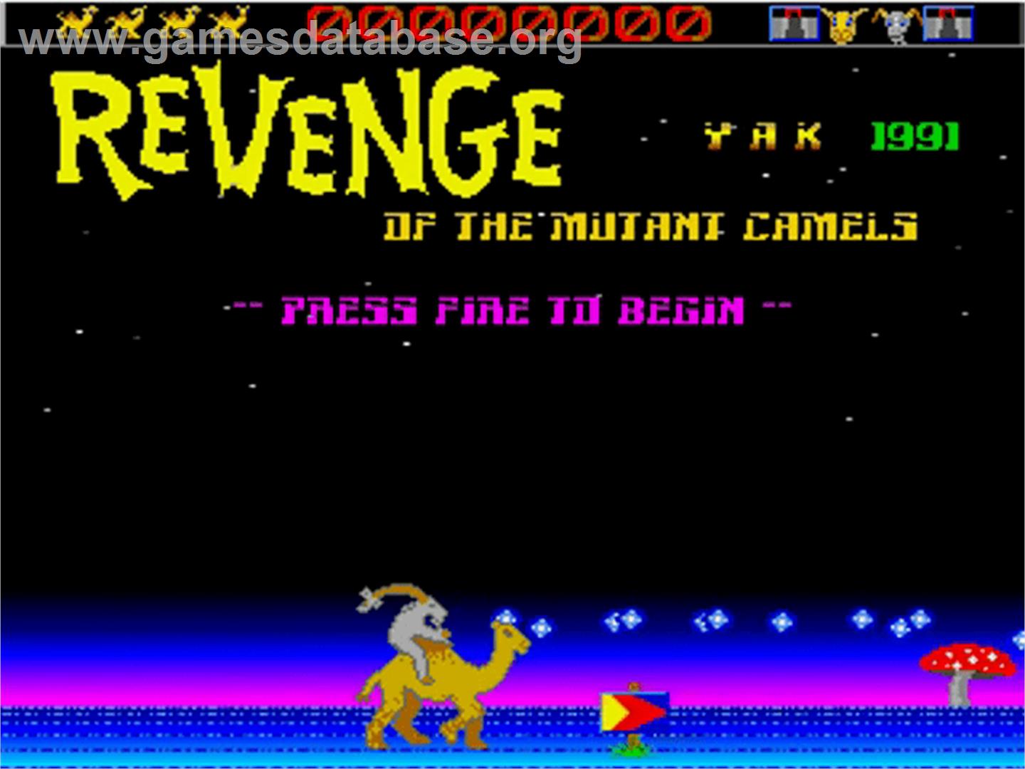 Revenge of the Mutant Camels - Commodore Amiga - Artwork - Title Screen