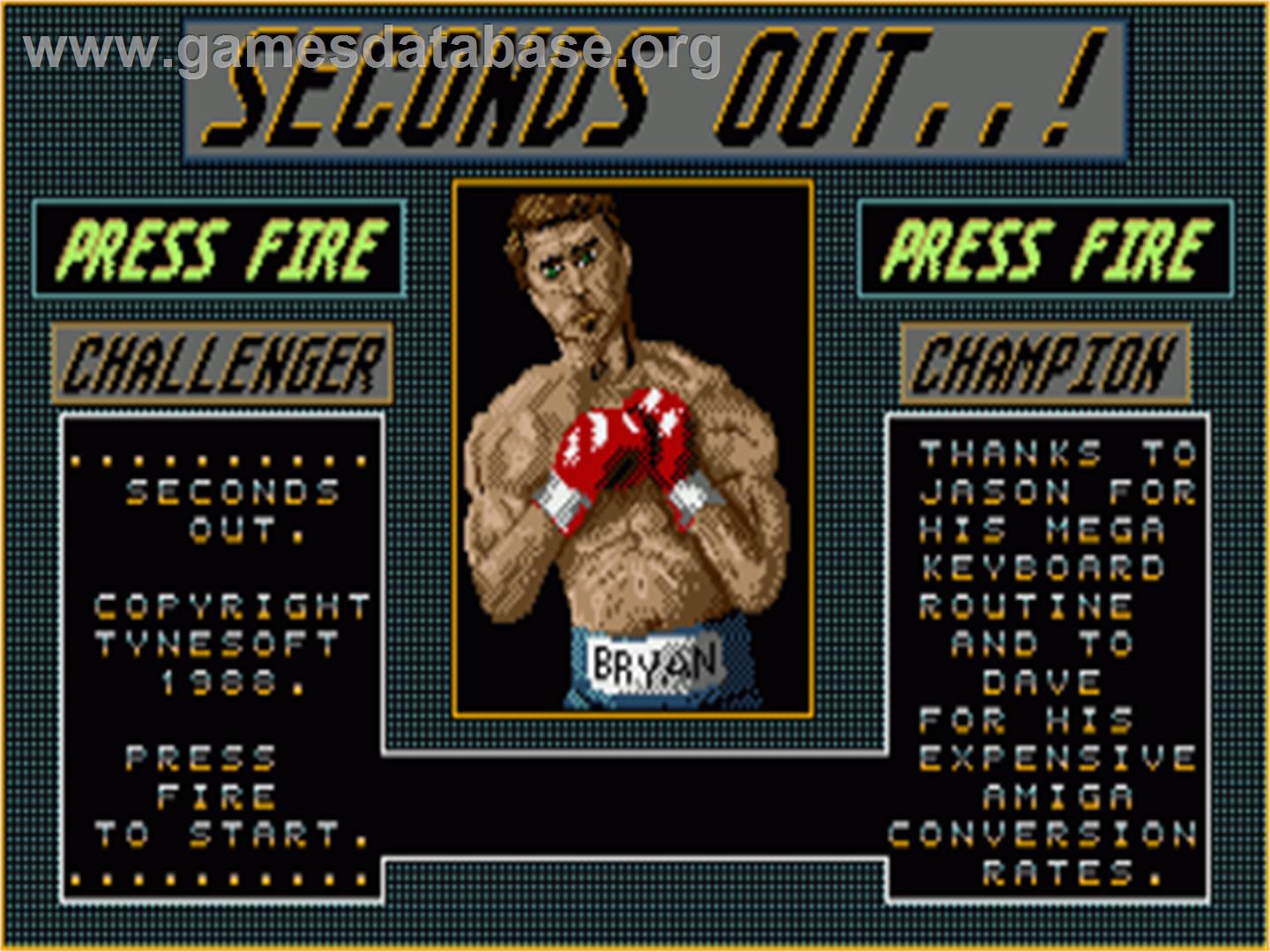 Seconds Out - Commodore Amiga - Artwork - Title Screen