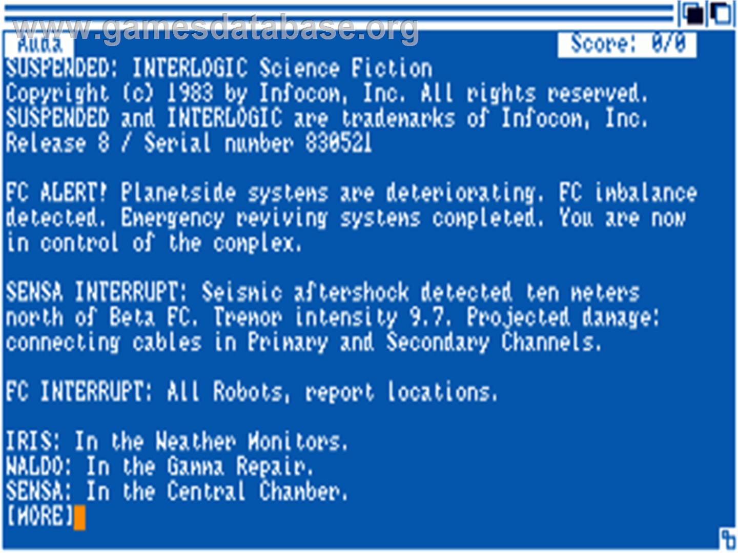 Suspended - Commodore Amiga - Artwork - Title Screen