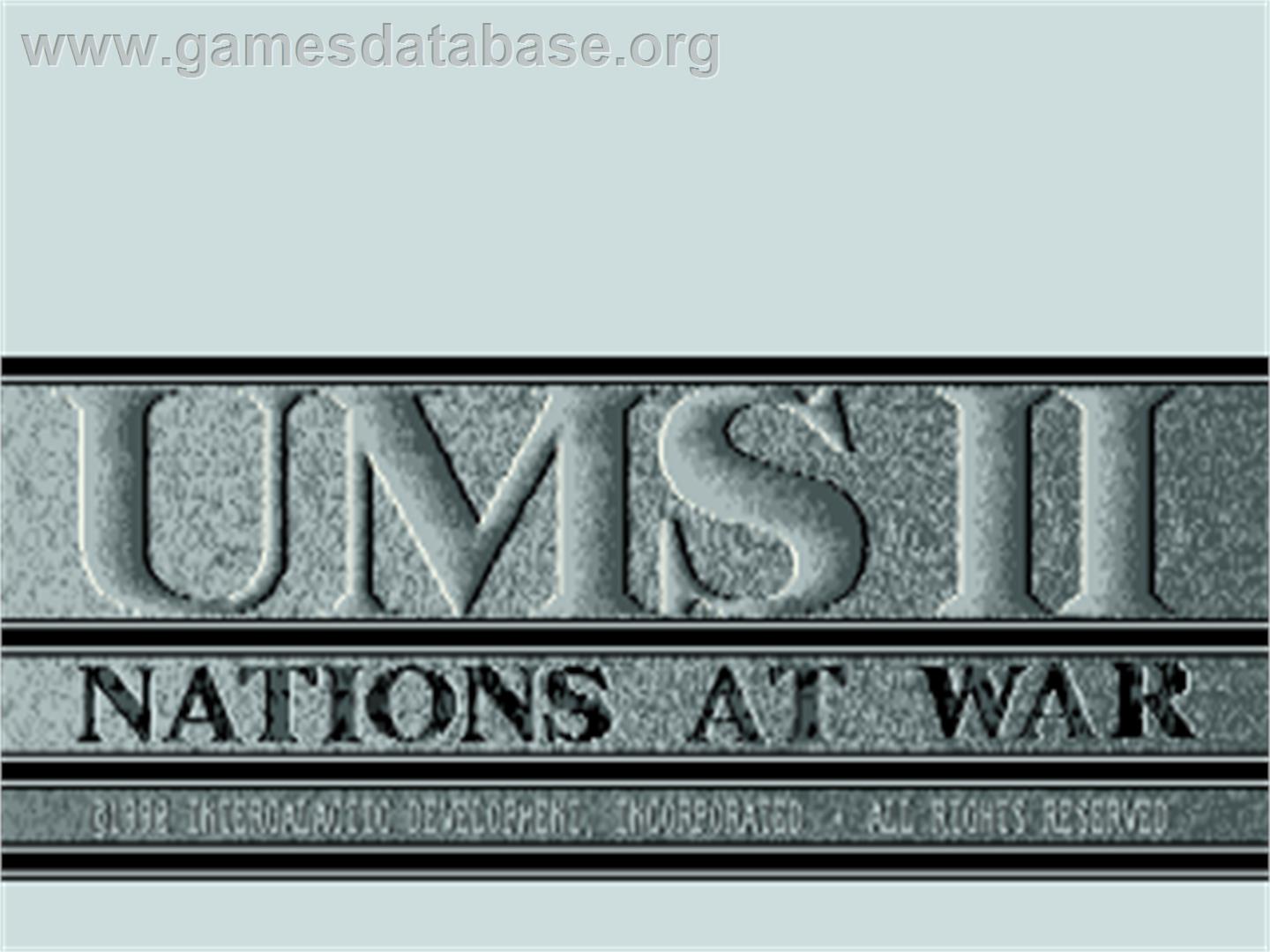 UMS II: Nations at War - Commodore Amiga - Artwork - Title Screen