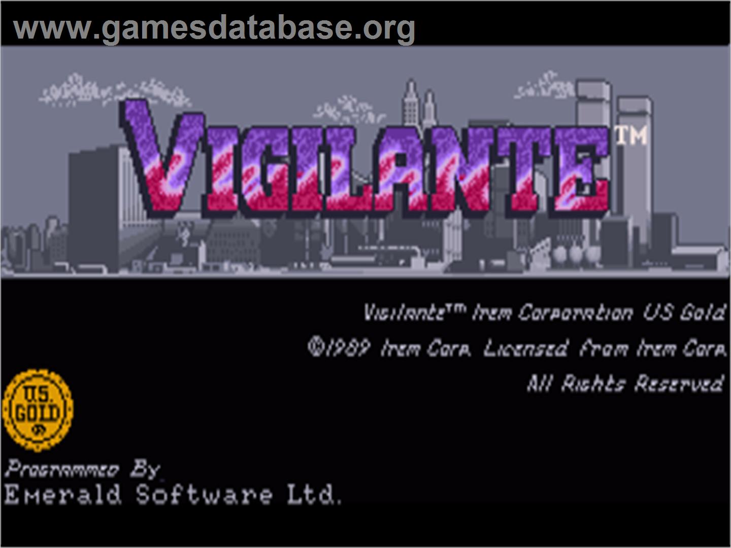 Vigilante - Commodore Amiga - Artwork - Title Screen