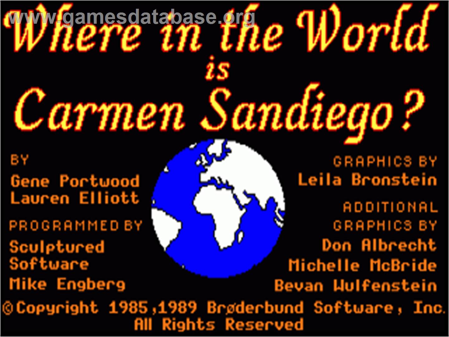 Where in the World is Carmen Sandiego - Commodore Amiga - Artwork - Title Screen