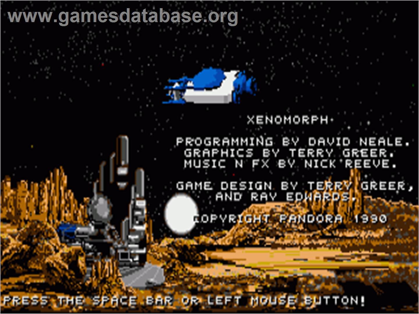 Xenomorph - Commodore Amiga - Artwork - Title Screen