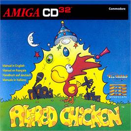 Box cover for Alfred Chicken on the Commodore Amiga CD32.
