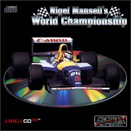 Box cover for Nigel Mansell's World Championship on the Commodore Amiga CD32.