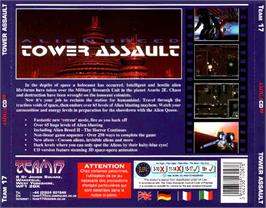 Box back cover for Alien Breed: Tower Assault on the Commodore Amiga CD32.