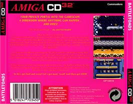 Box back cover for Battle Toads on the Commodore Amiga CD32.