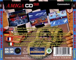 Box back cover for Bump 'n' Burn on the Commodore Amiga CD32.