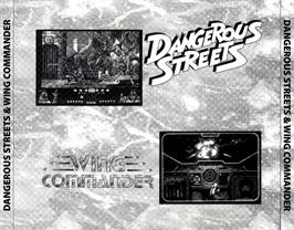 Box back cover for Dangerous Streets & Wing Commander on the Commodore Amiga CD32.