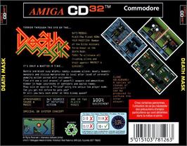 Box back cover for Death Mask on the Commodore Amiga CD32.